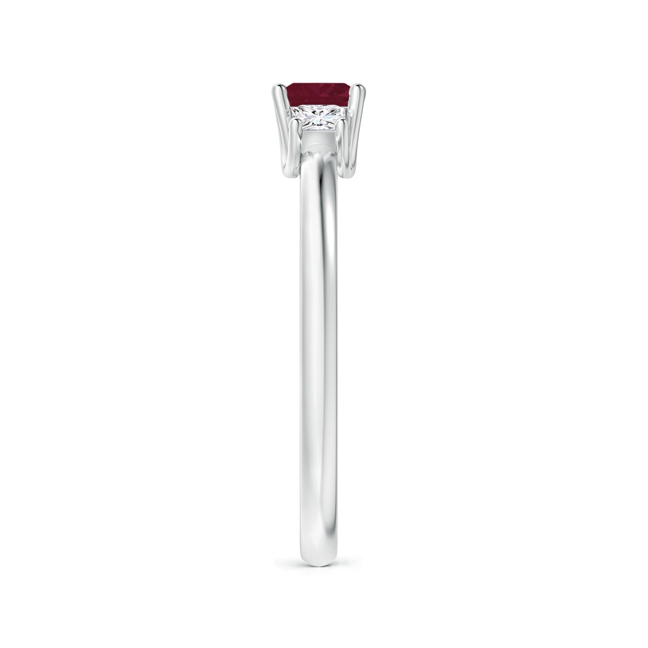 4mm A Square Ruby and Princess Diamond Three Stone Ring in P950 Platinum side-2