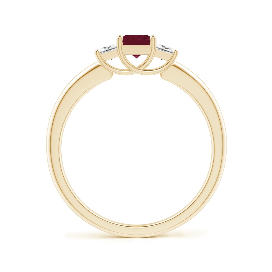 4mm A Square Ruby and Princess Diamond Three Stone Ring in Yellow Gold side-1