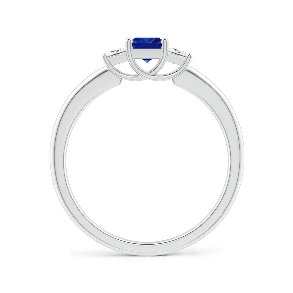 4mm Lab-Grown Square Sapphire and Princess Diamond Three Stone Ring in White Gold side-1