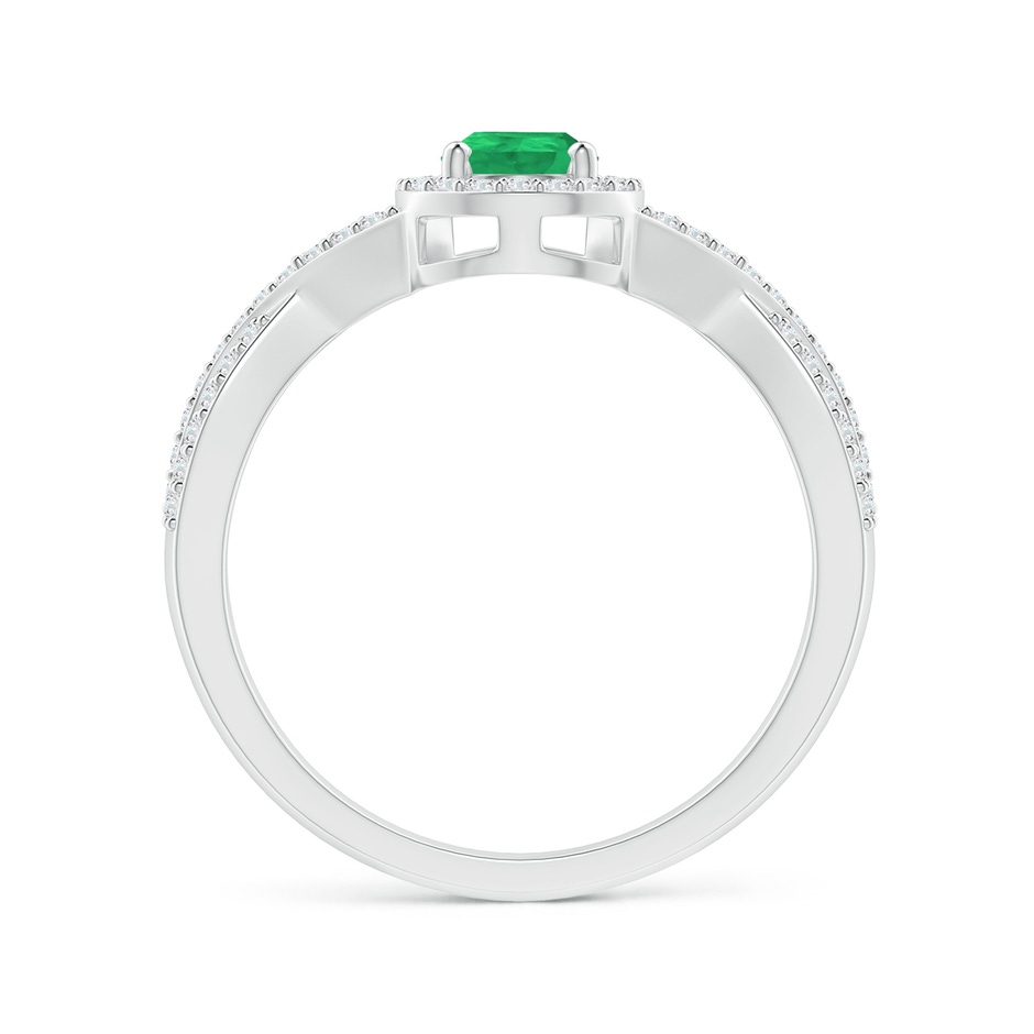 6x4mm A Twist Shank Pear Emerald Ring with Diamond Halo in 18K White Gold side 199