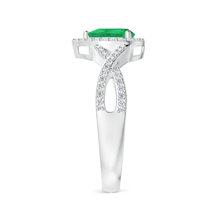 6x4mm A Twist Shank Pear Emerald Ring with Diamond Halo in P950 Platinum side 299