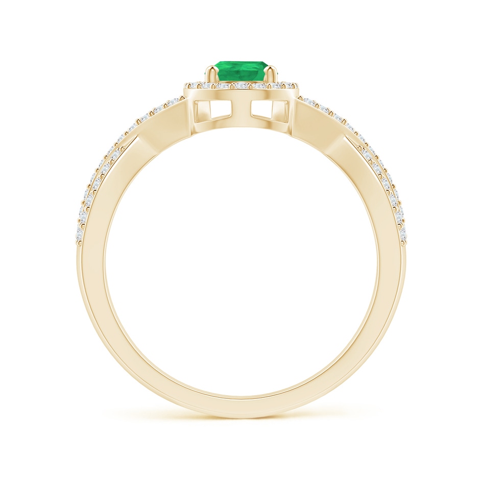 6x4mm A Twist Shank Pear Emerald Ring with Diamond Halo in Yellow Gold side 199