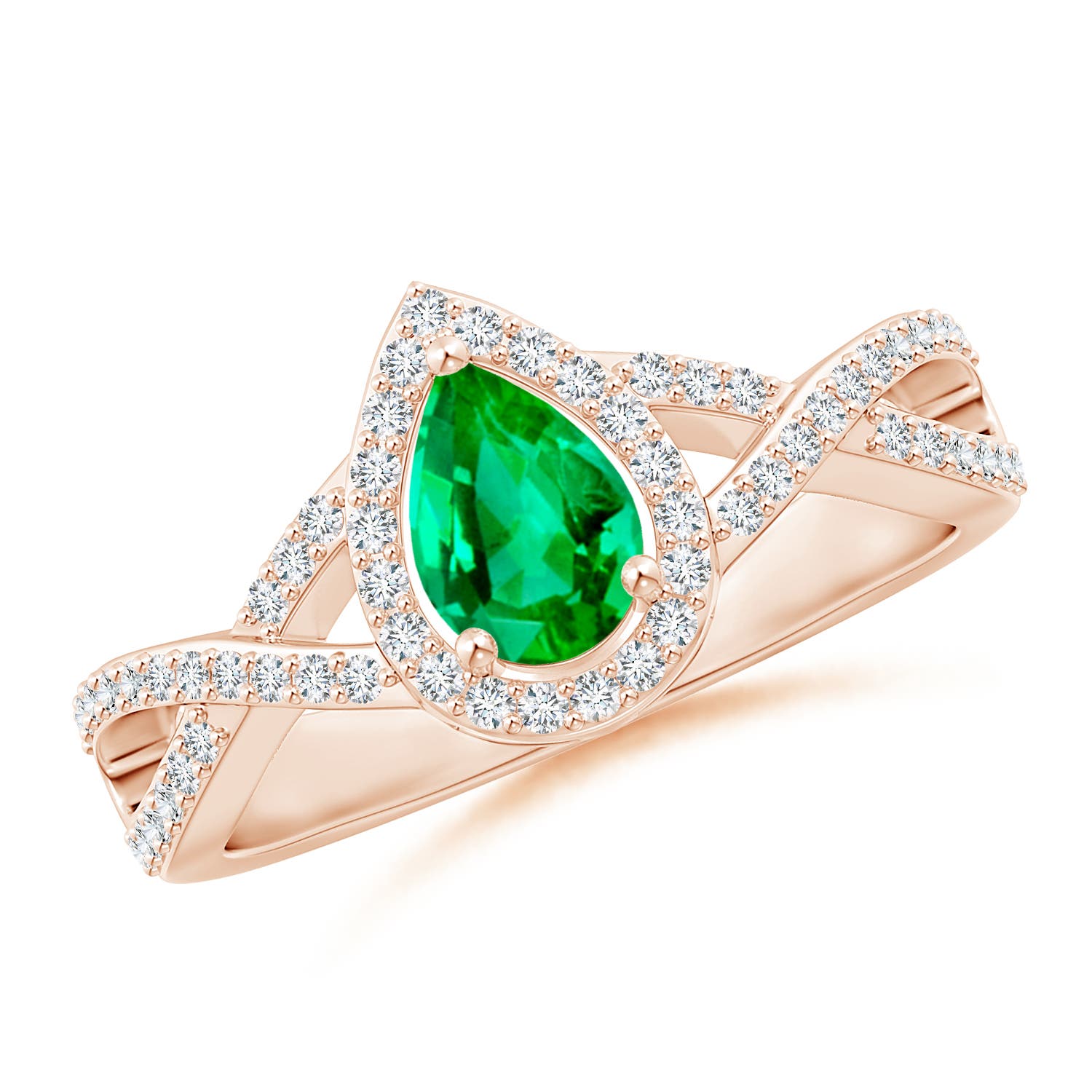 AAA - Emerald / 0.65 CT / 14 KT Rose Gold