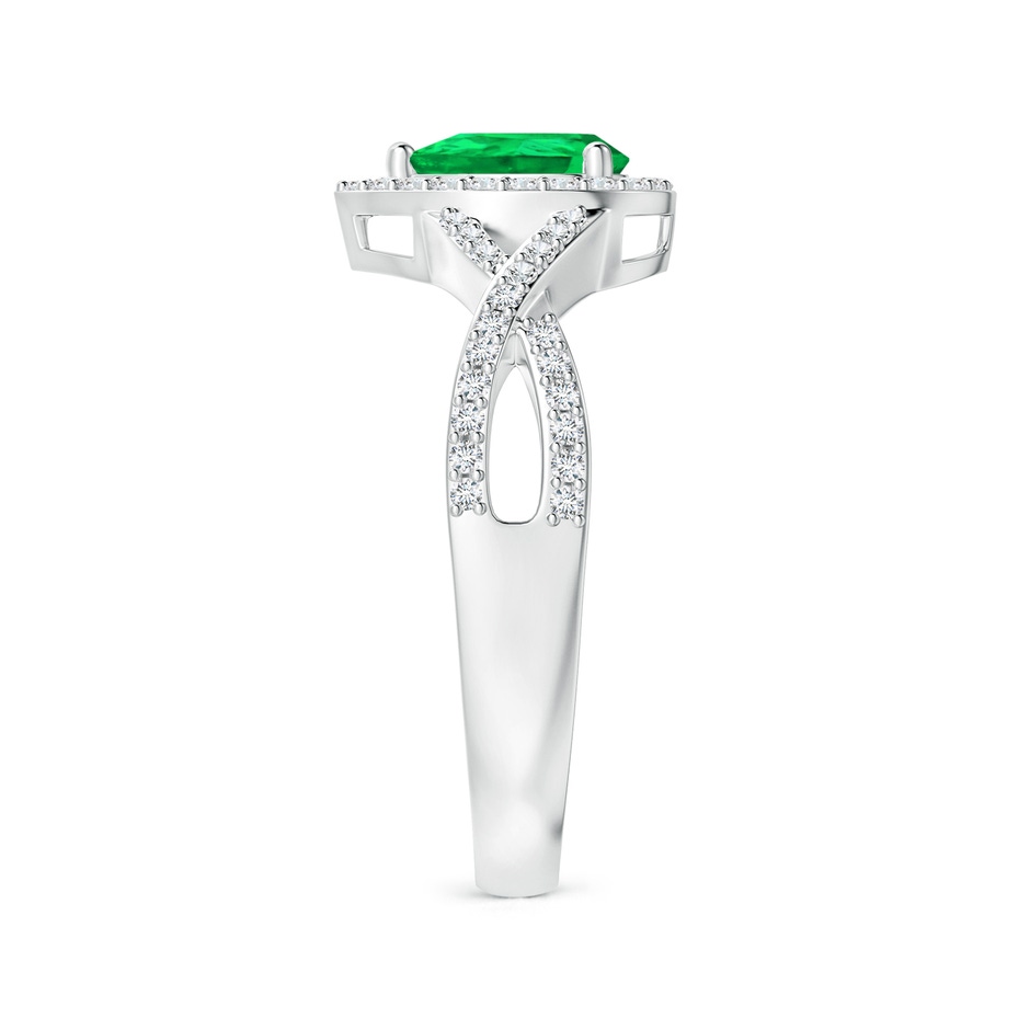 6x4mm AAA Twist Shank Pear Emerald Ring with Diamond Halo in White Gold side 299