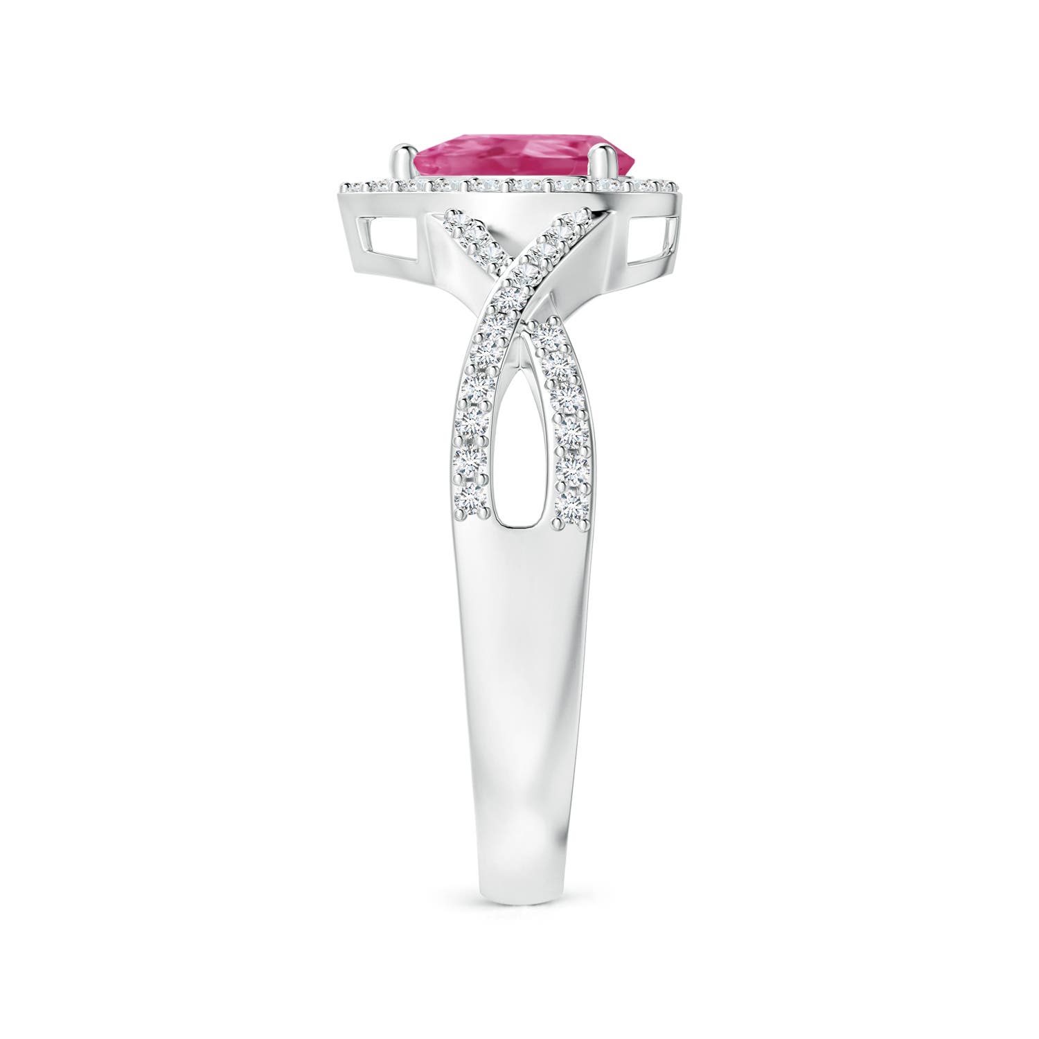 AAAA - Pink Sapphire / 0.75 CT / 14 KT White Gold