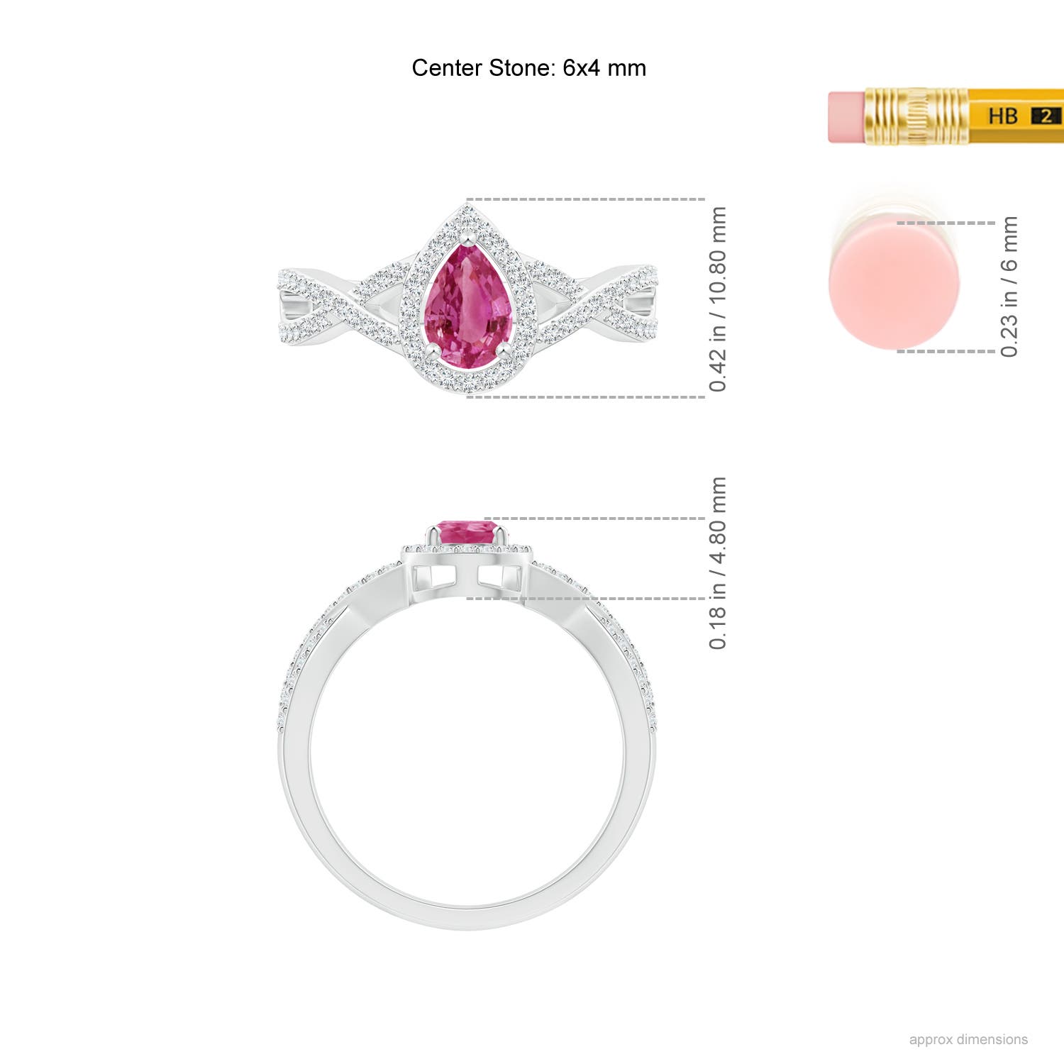 AAAA - Pink Sapphire / 0.75 CT / 14 KT White Gold