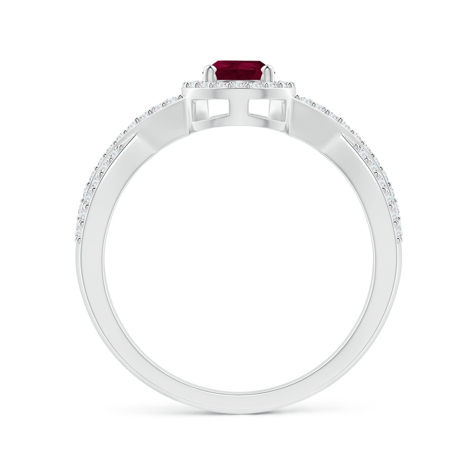 6x4mm A Twist Shank Pear Ruby Ring with Diamond Halo in White Gold side-1