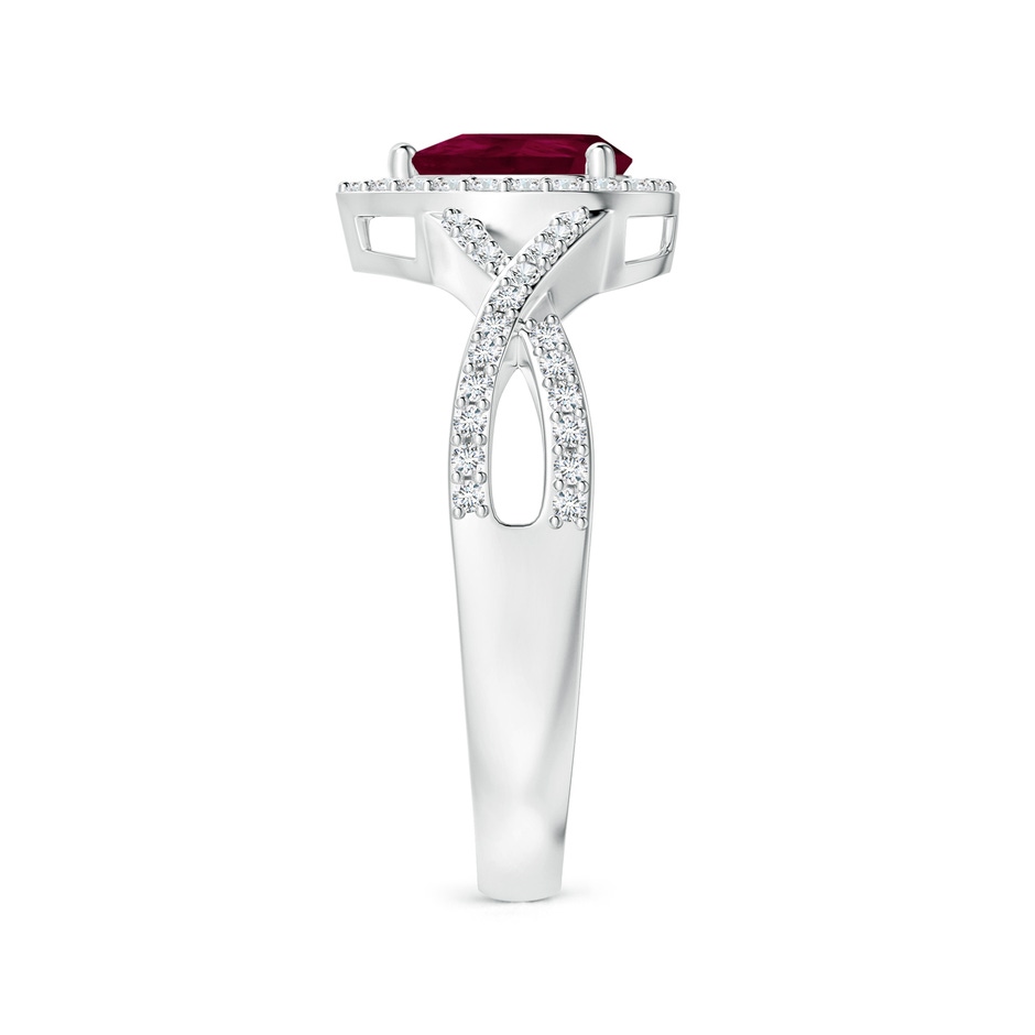 6x4mm A Twist Shank Pear Ruby Ring with Diamond Halo in White Gold side-2