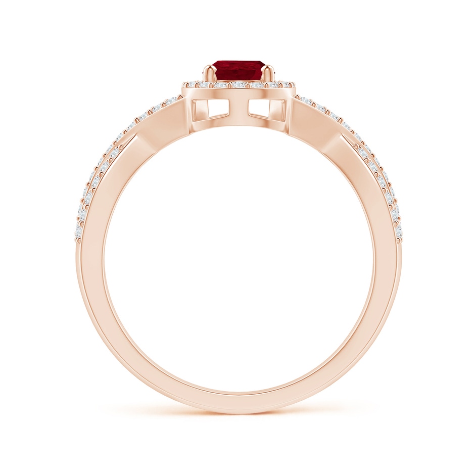 6x4mm AA Twist Shank Pear Ruby Ring with Diamond Halo in Rose Gold side-1
