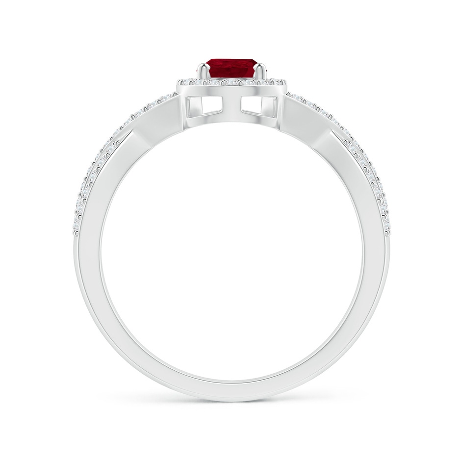 6x4mm AA Twist Shank Pear Ruby Ring with Diamond Halo in White Gold side-1