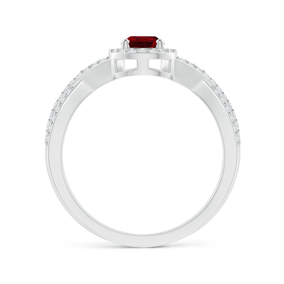 6x4mm AAAA Twist Shank Pear Ruby Ring with Diamond Halo in P950 Platinum side-1