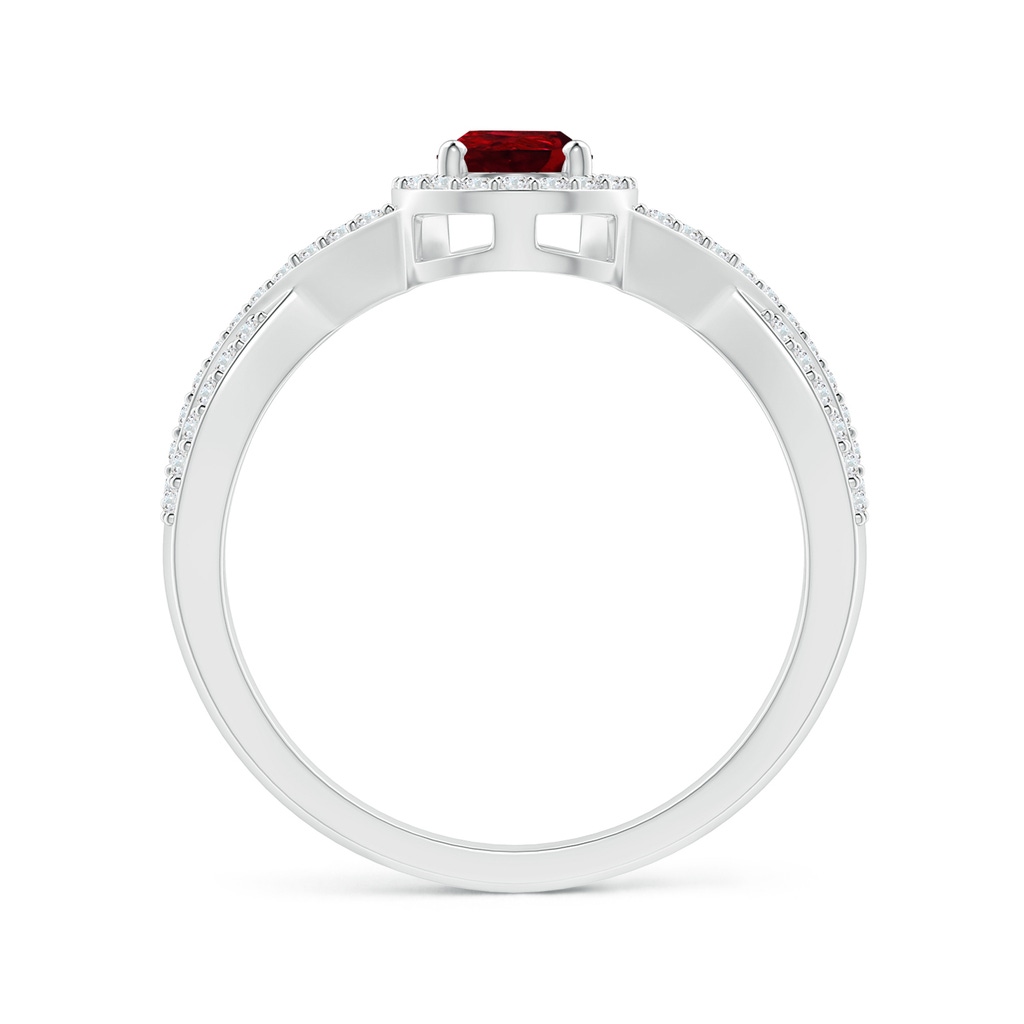 6x4mm AAAA Twist Shank Pear Ruby Ring with Diamond Halo in White Gold - side_1
