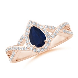 Pear Blue Sapphire Infinity Rings