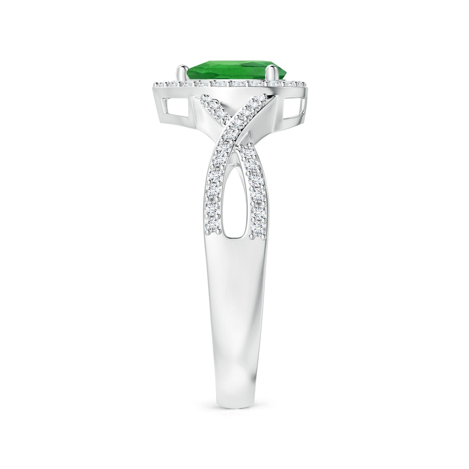 6x4mm AAA Twist Shank Pear Tsavorite Ring with Diamond Halo in White Gold side-2