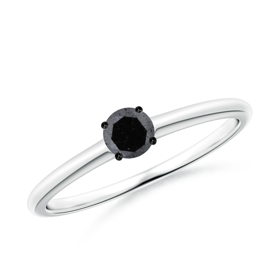 4mm A Round Black Diamond Solitaire Engagement Ring in White Gold 