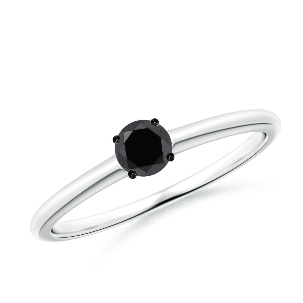 4mm AA Round Black Diamond Solitaire Engagement Ring in P950 Platinum