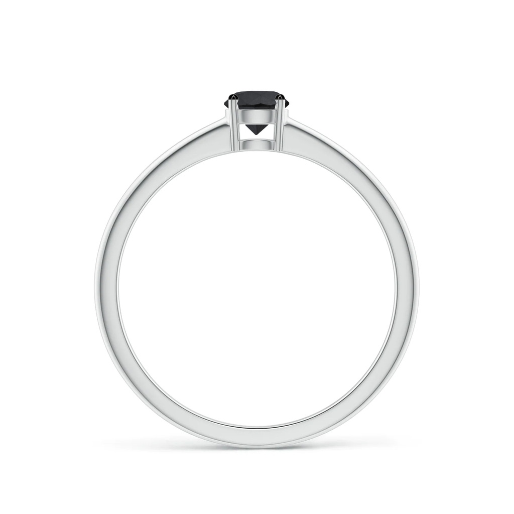 4mm AA Round Black Diamond Solitaire Engagement Ring in White Gold - side 199