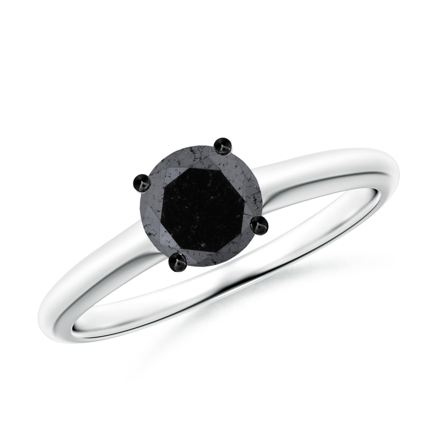 5.8mm A Round Black Diamond Solitaire Engagement Ring in P950 Platinum