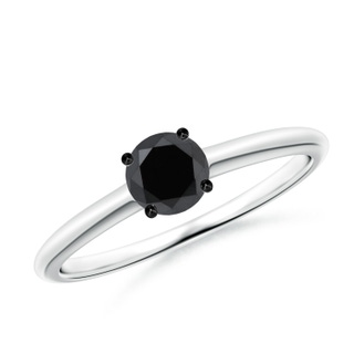 5mm AA Round Black Diamond Solitaire Engagement Ring in P950 Platinum