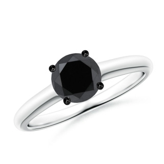 6.4mm AA Round Black Diamond Solitaire Engagement Ring in P950 Platinum