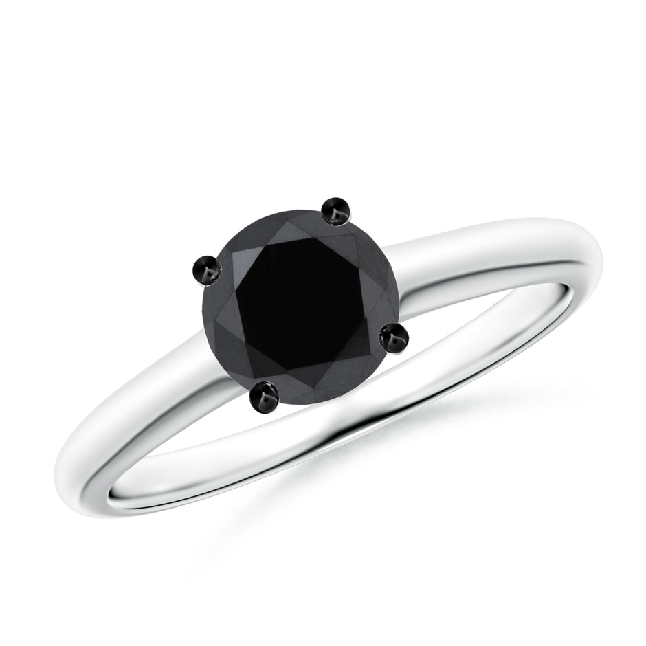 6.4mm AA Round Black Diamond Solitaire Engagement Ring in P950 Platinum 