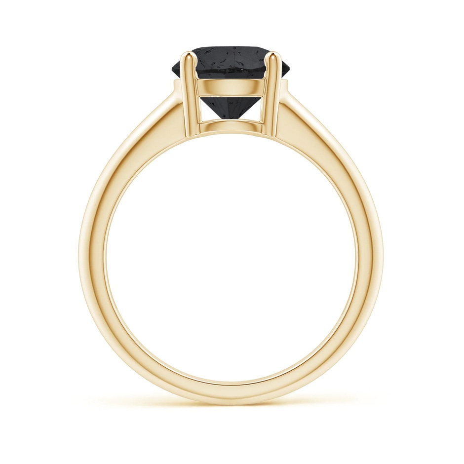 8mm A Round Black Diamond Solitaire Engagement Ring in Yellow Gold side 199