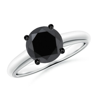 8mm AA Round Black Diamond Solitaire Engagement Ring in P950 Platinum