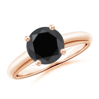 8mm AA Round Black Diamond Solitaire Engagement Ring in Rose Gold