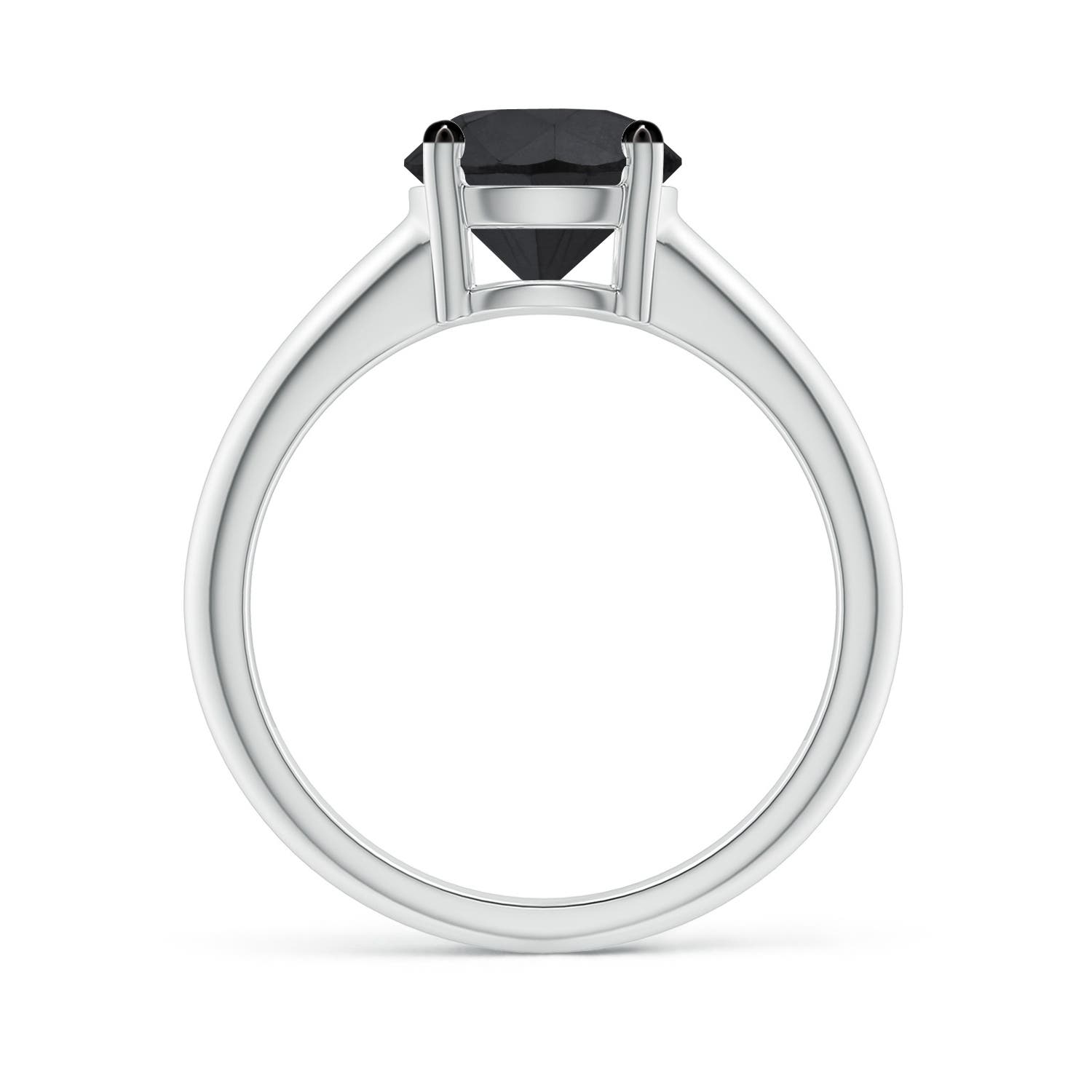 8mm AA Round Black Diamond Solitaire Engagement Ring in White Gold