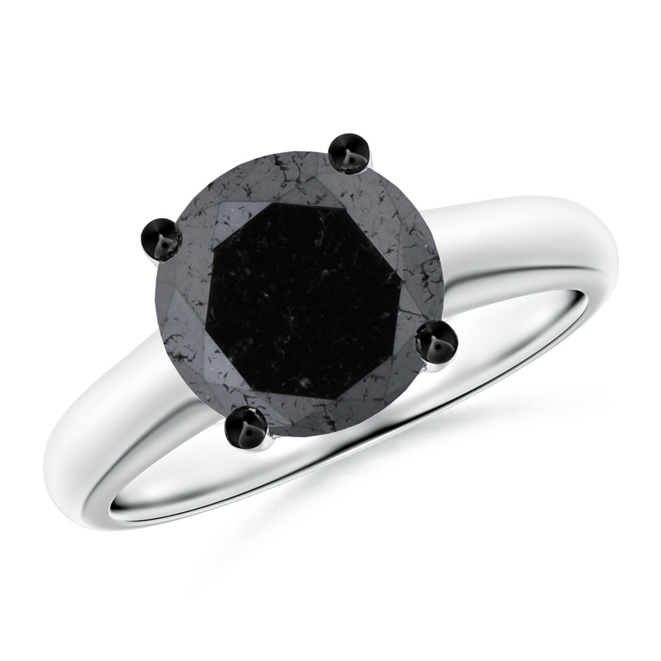 9.2mm A Round Black Diamond Solitaire Engagement Ring in White Gold 