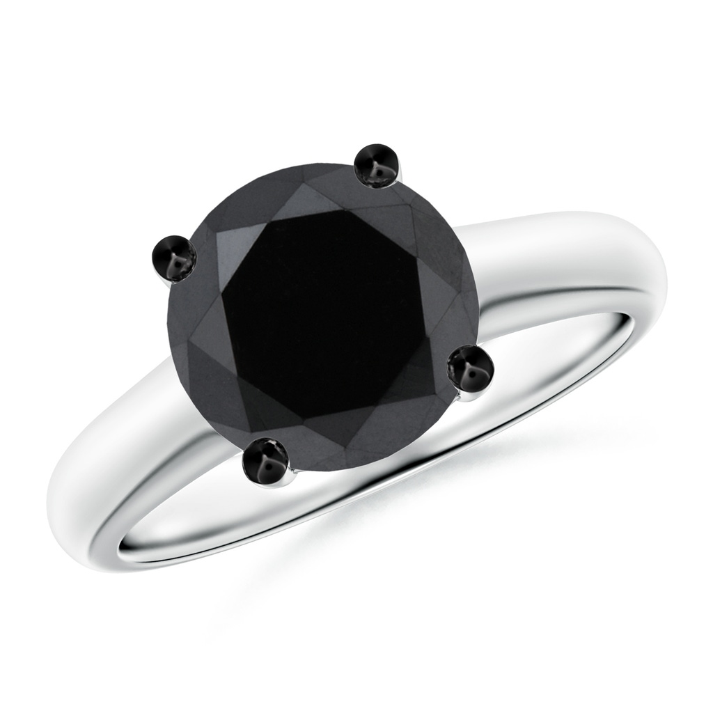 9.2mm AA Round Black Diamond Solitaire Engagement Ring in P950 Platinum