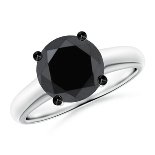 9.2mm AA Round Black Diamond Solitaire Engagement Ring in P950 Platinum