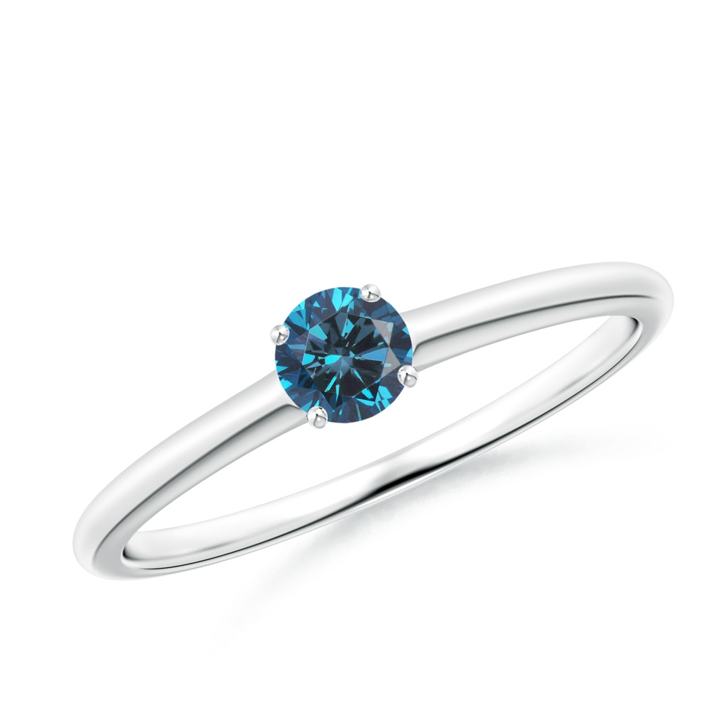4mm AAA Round Blue Diamond Solitaire Engagement Ring in P950 Platinum