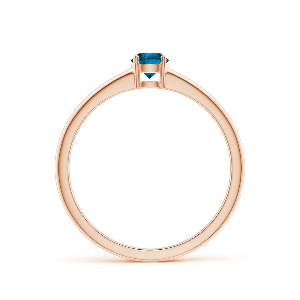 4mm AAA Round Blue Diamond Solitaire Engagement Ring in Rose Gold Side-1