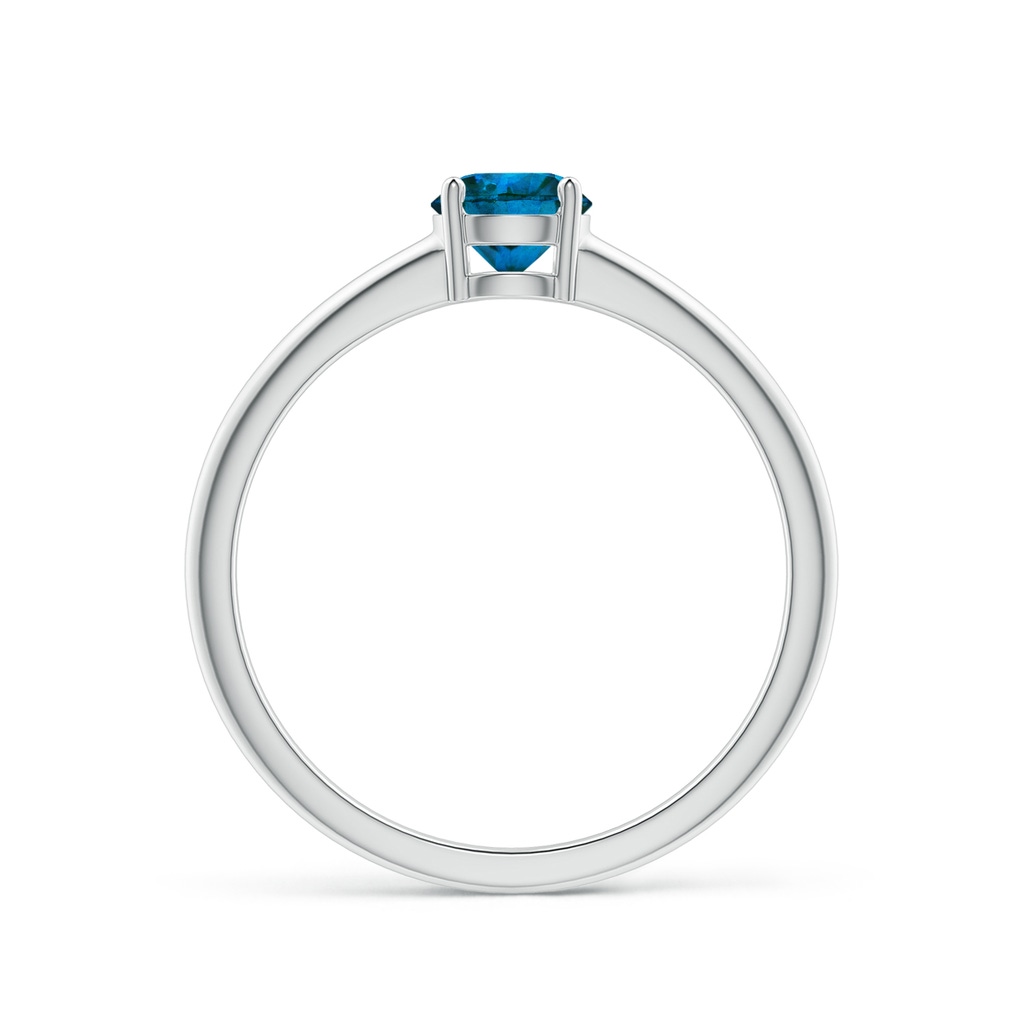 5mm AAA Round Blue Diamond Solitaire Engagement Ring in White Gold Side-1