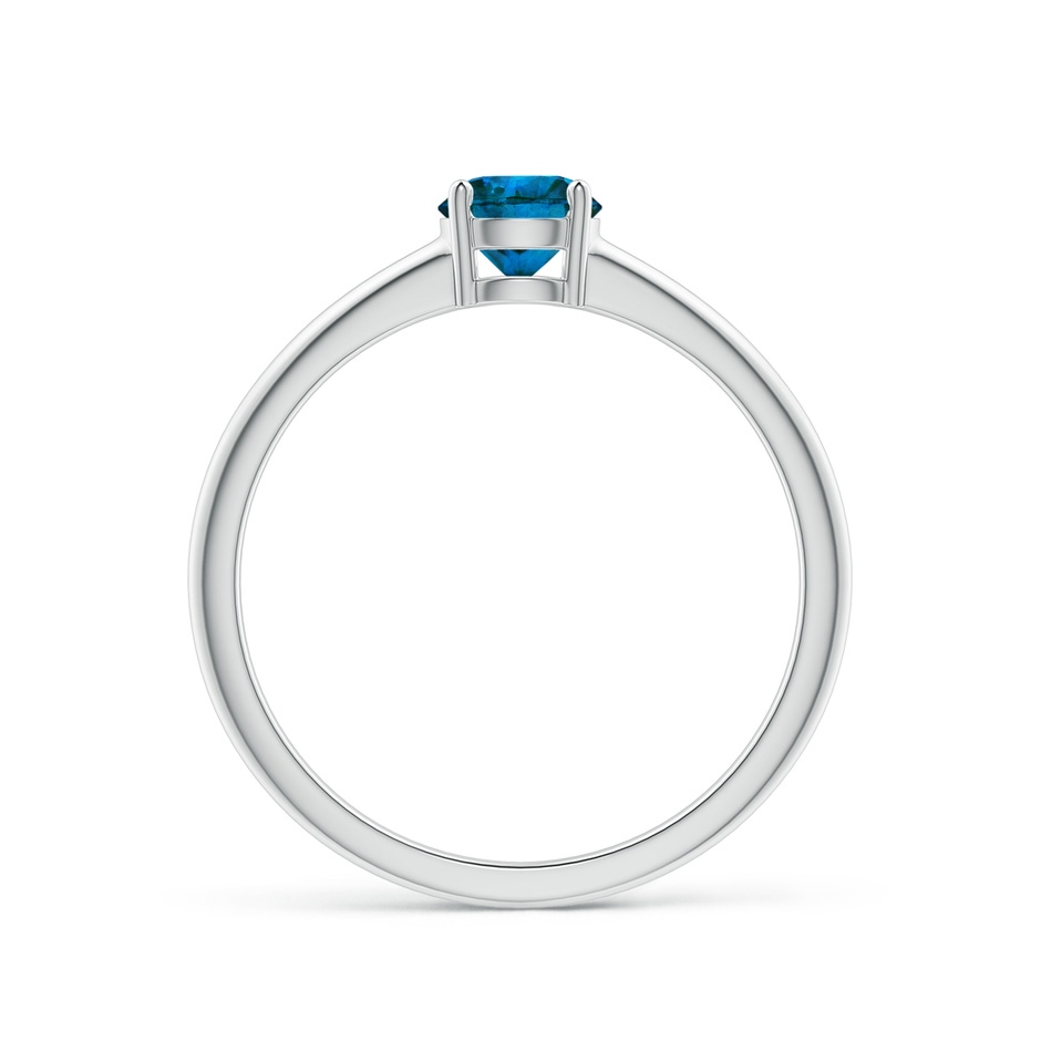 5mm AAA Round Blue Diamond Solitaire Engagement Ring in White Gold side-1