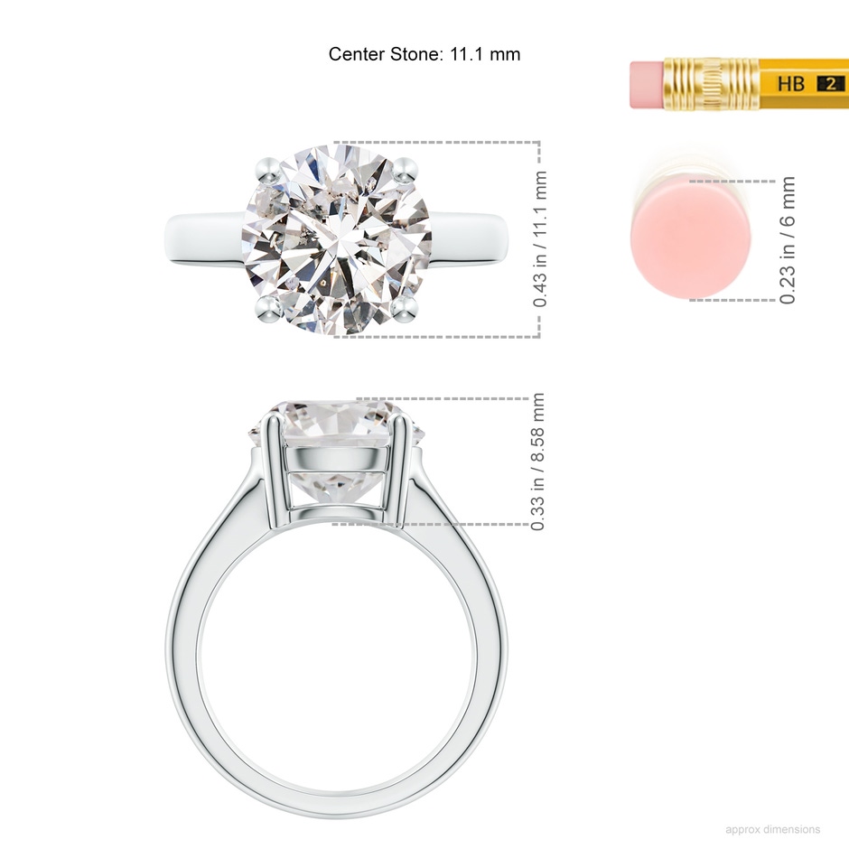11.1mm IJI1I2 Round Diamond Solitaire Engagement Ring in P950 Platinum ruler