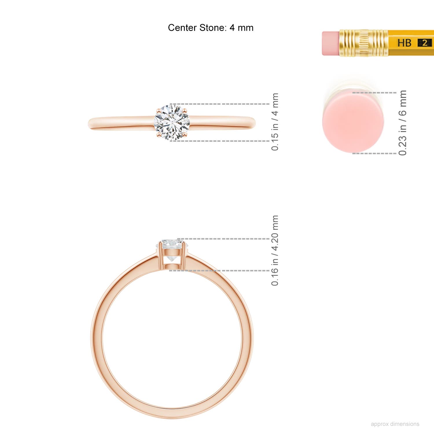 H, SI2 / 0.23 CT / 14 KT Rose Gold