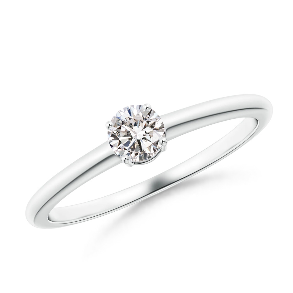 4mm IJI1I2 Round Diamond Solitaire Engagement Ring in White Gold 