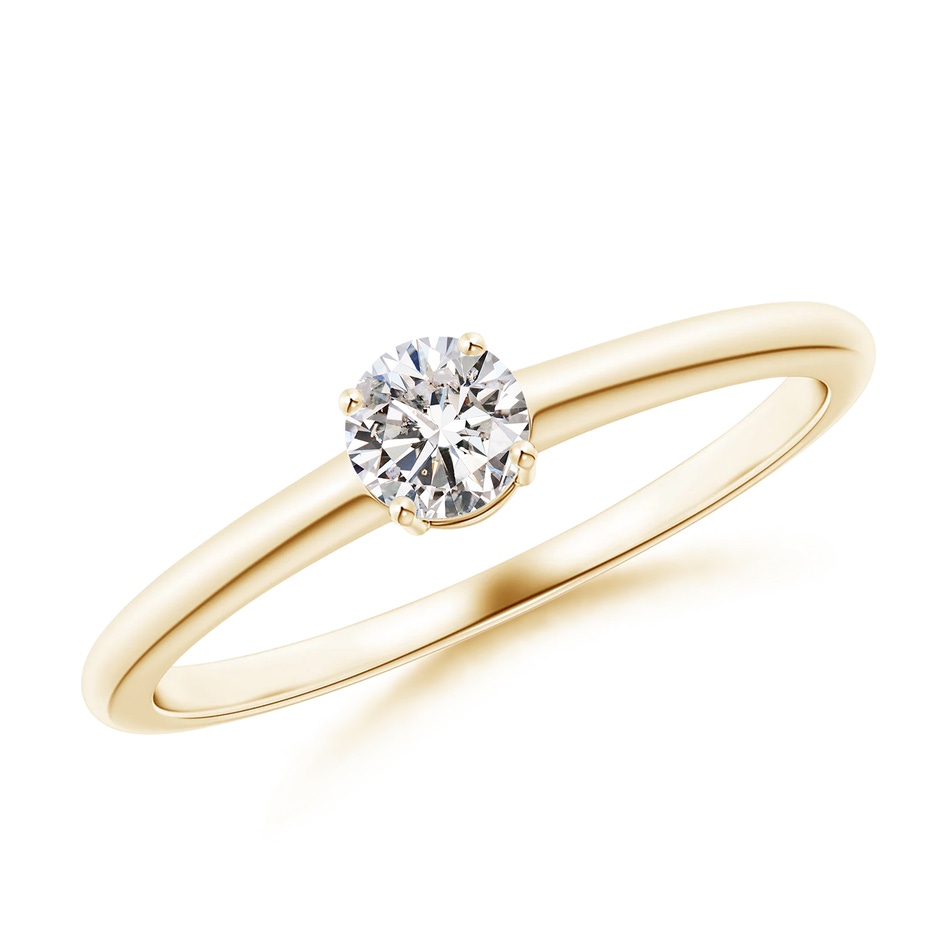 4mm IJI1I2 Round Diamond Solitaire Engagement Ring in Yellow Gold 