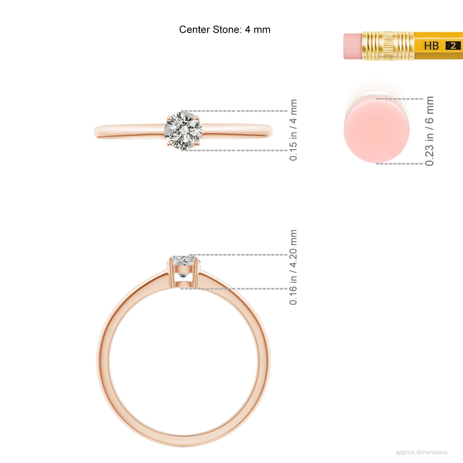 K, I3 / 0.23 CT / 14 KT Rose Gold