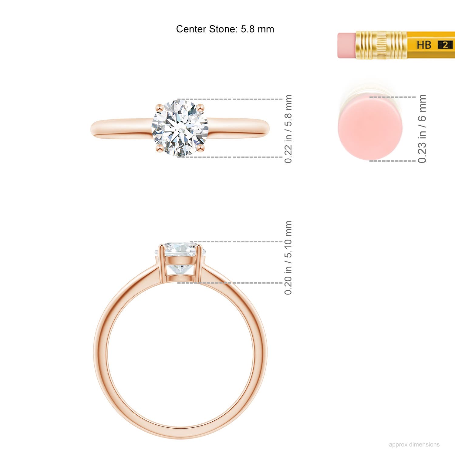 G, VS2 / 0.72 CT / 14 KT Rose Gold