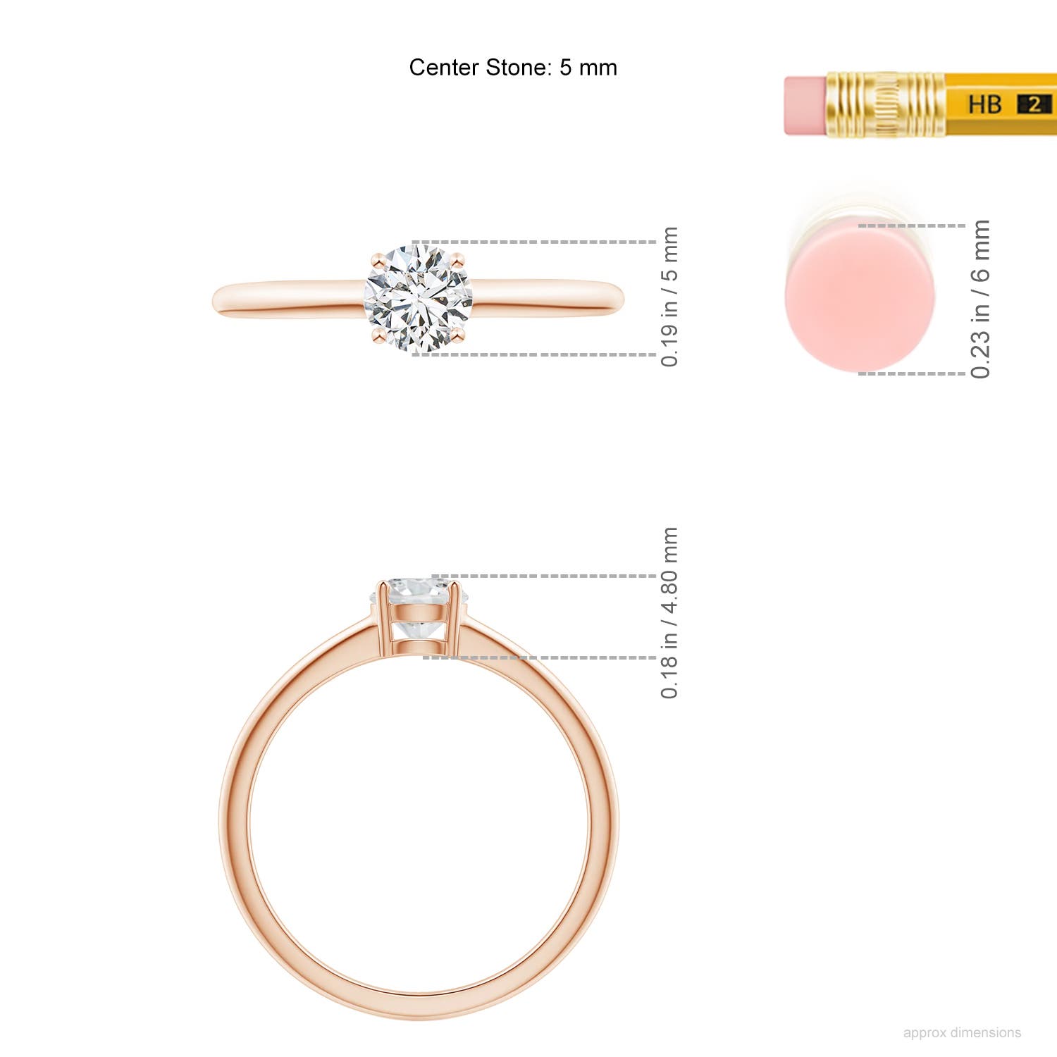 H, SI2 / 0.47 CT / 14 KT Rose Gold