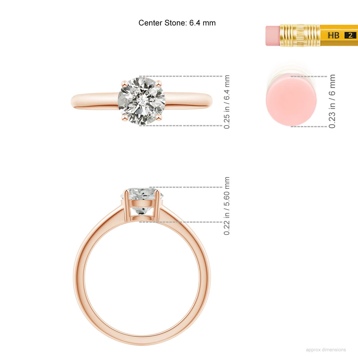 K, I3 / 1 CT / 14 KT Rose Gold