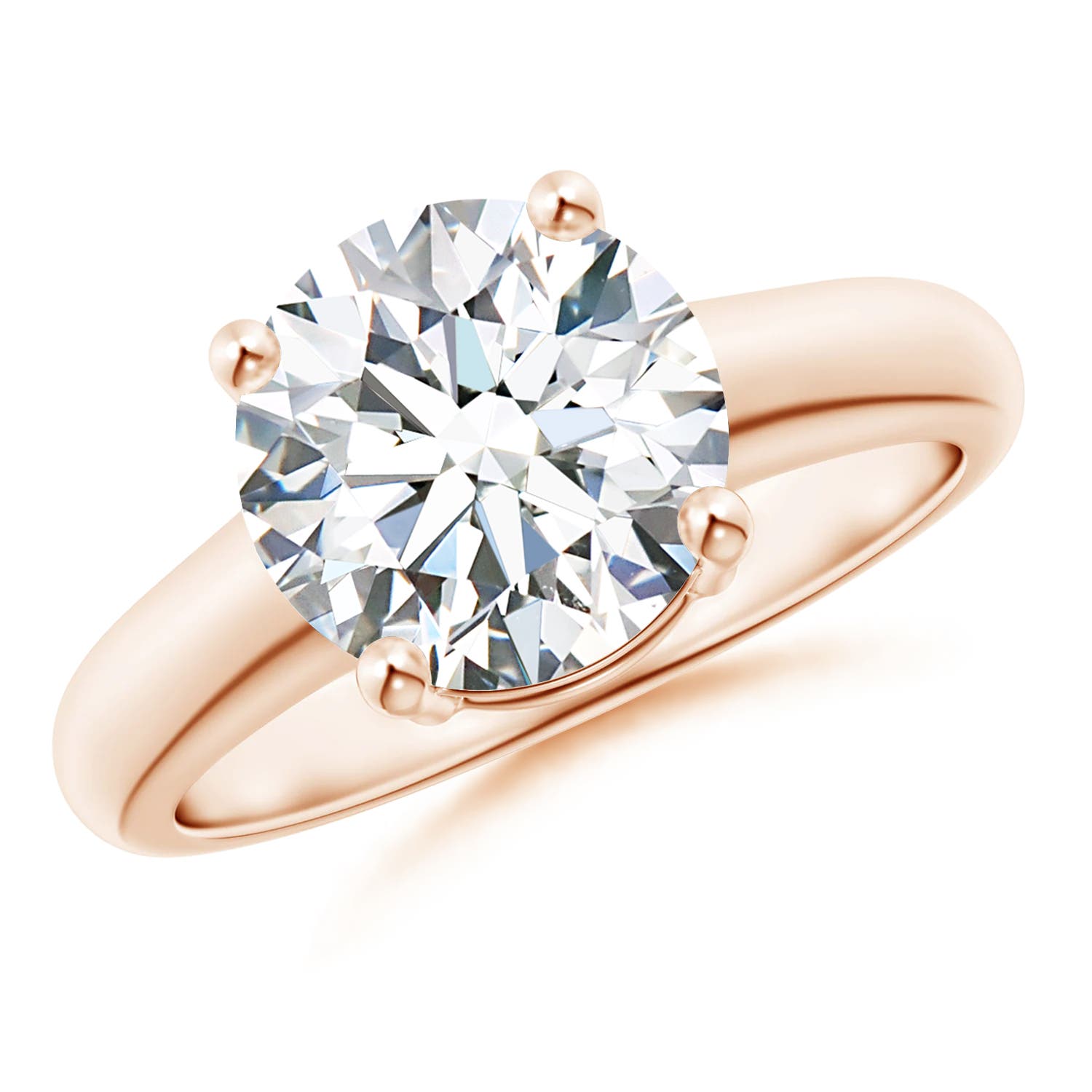 Angara 3.0 CTW Round Diamond Solitaire Engagement Ring in 18K Rose Gold