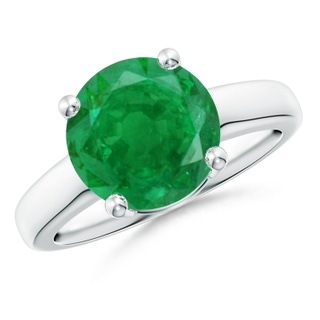 10mm AA Round Emerald Solitaire Engagement Ring in P950 Platinum