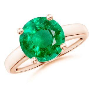 10mm AAA Round Emerald Solitaire Engagement Ring in Rose Gold