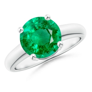 9mm AAA Round Emerald Solitaire Engagement Ring in P950 Platinum