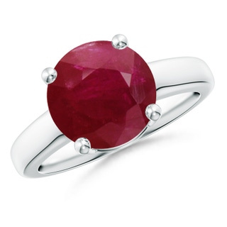 10mm A Round Ruby Solitaire Engagement Ring in P950 Platinum