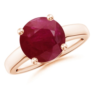 10mm A Round Ruby Solitaire Engagement Ring in Rose Gold